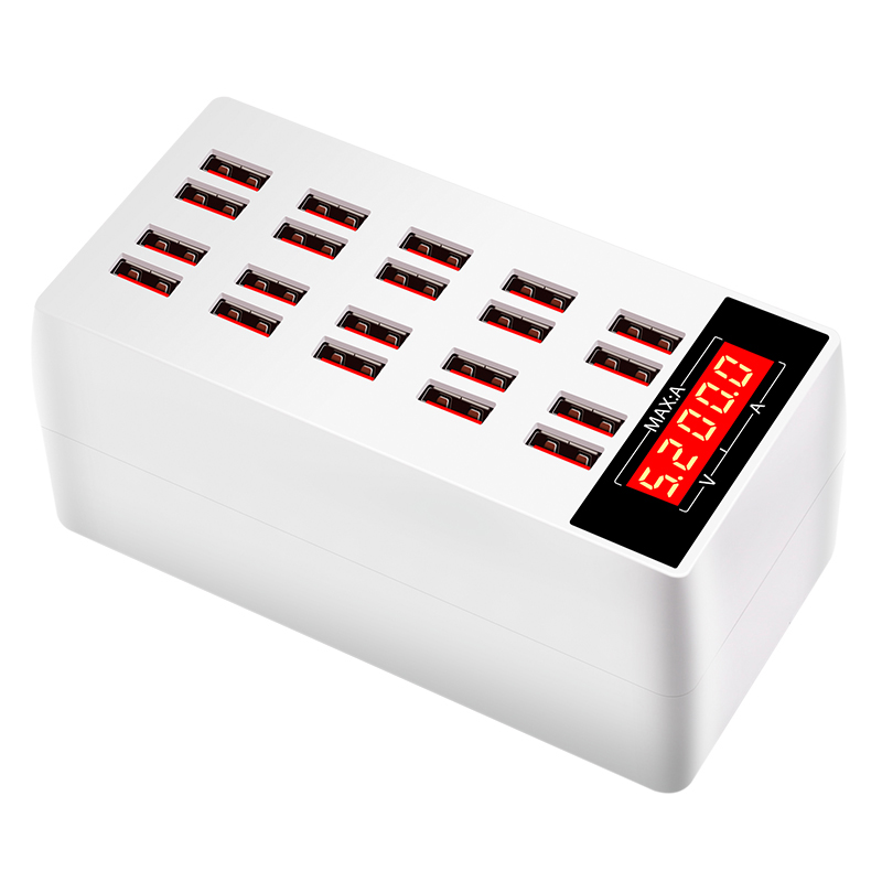 20 Ports 100W USB Hub Mobile Phone Charger Power Adapter with LED Display Intelligent USB Charging Dock Station for Tablet Smart