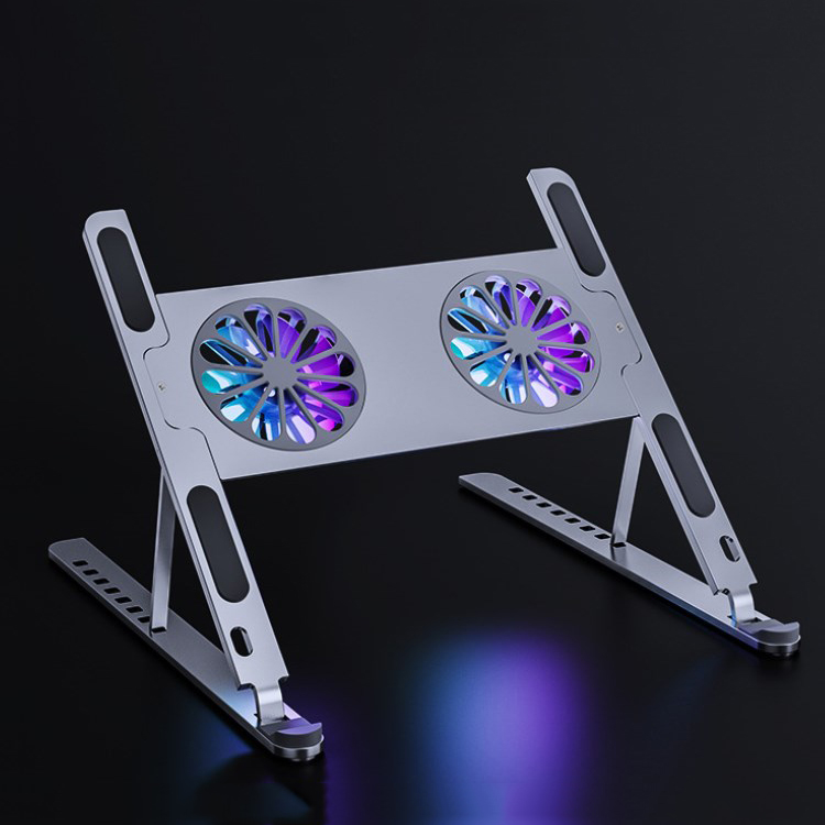 Подставка для ноутбука из алюминиевого сплава с кулером и подсветкой RGB, подставка для планшета с 8 режимами регулировки и охлаждающей подставкой