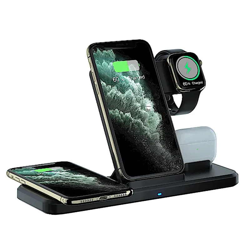 Premium 3in1 Desktop 15 W Multi Function Dual Wireless Charger Stand For IPhone And Huawei Cell Phone