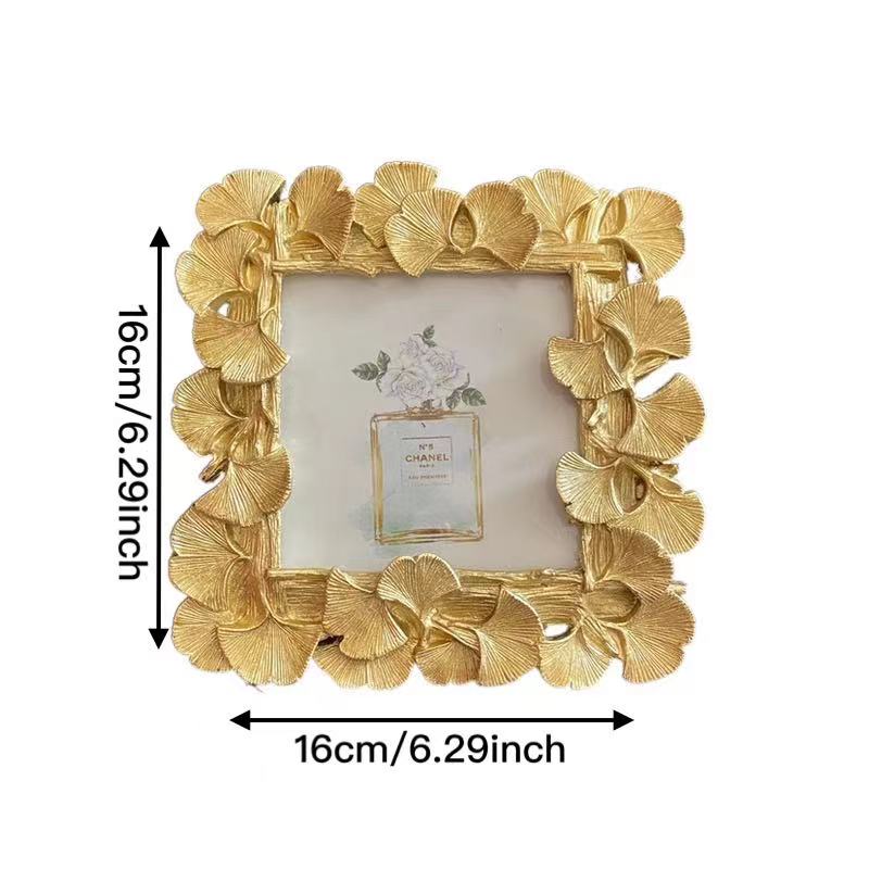 2021 Efficient and Creative Home Golden Ginkgo Leaf 4-inch Photo Frame Desk Photo Frame Decoration