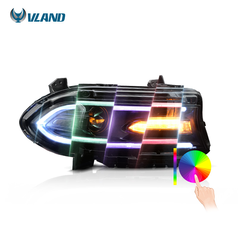 VLAND полная СВЕТОДИОДНАЯ R/T SRT RGB ослепительные фары ДХО Автомобильная передняя фара в сборе 2015 вверх передняя лампа для зарядного устройства Dodge