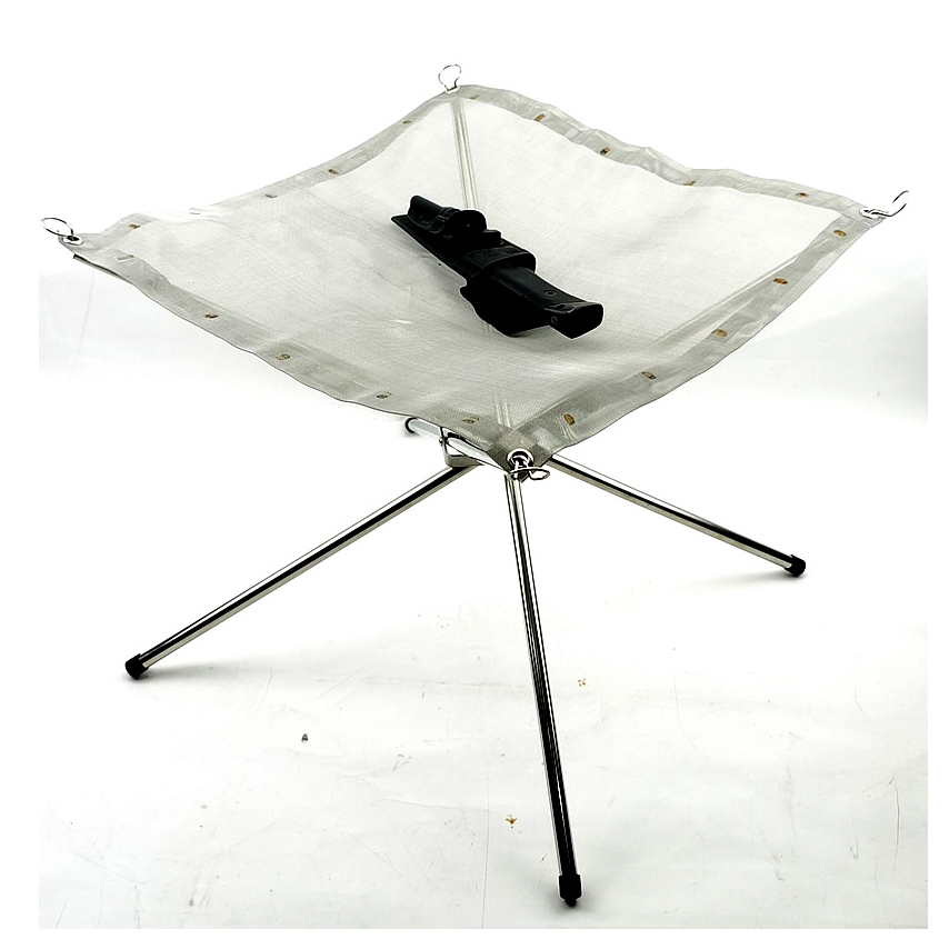 Outdoor with Fireproof Mat & Roasting Sticks, Collapsing Stainless Steel Mesh Stands Picnic Bonfire Firepits Wood Burning