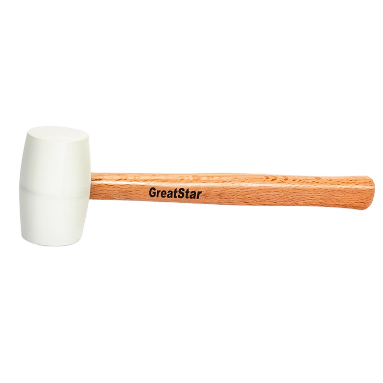 Hot Sale High Quality High Efficiency White Head 16OZ Rubber Mallet Hammer With Hickory Wood Handle