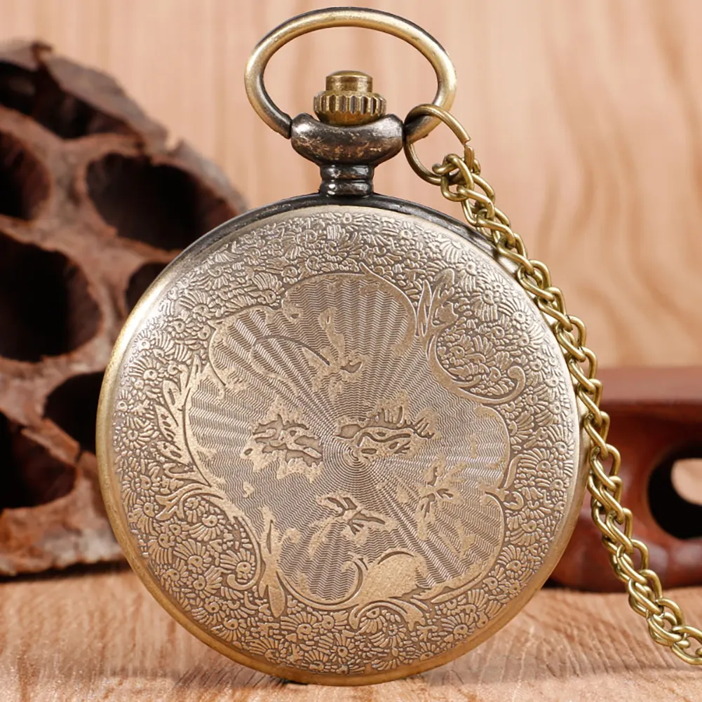 Fashion Gift Retro Steampunk Chain Necklace Pendant Clock Assassin Creed Vintage Bronze Quartz Pocket Watch For Men Women