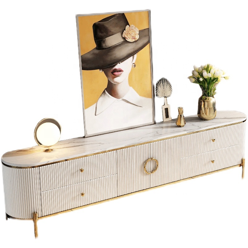 high quality luxury Stainless wood TV stand Tv Cabinet living room furniture