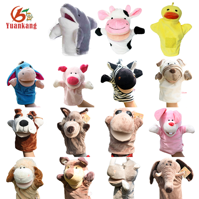 Plush Tiger//Crocodile/Pig/Teddy Bear/Reindeer/Frog/Monkey/Fish /Shark/Cow/Dog Kids Animals Hand Puppet Cute stuffed puppet