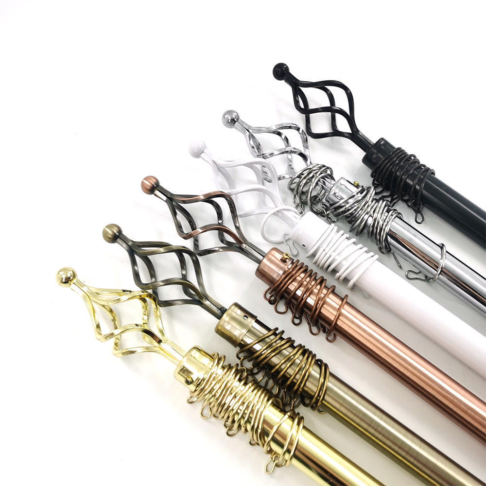 Wholesale Best Price 16 19 22 MM 26 40 Inch Iron Metal Curtain Rod Accessories Adjustable Aluminum Alloy Pipe For Windows