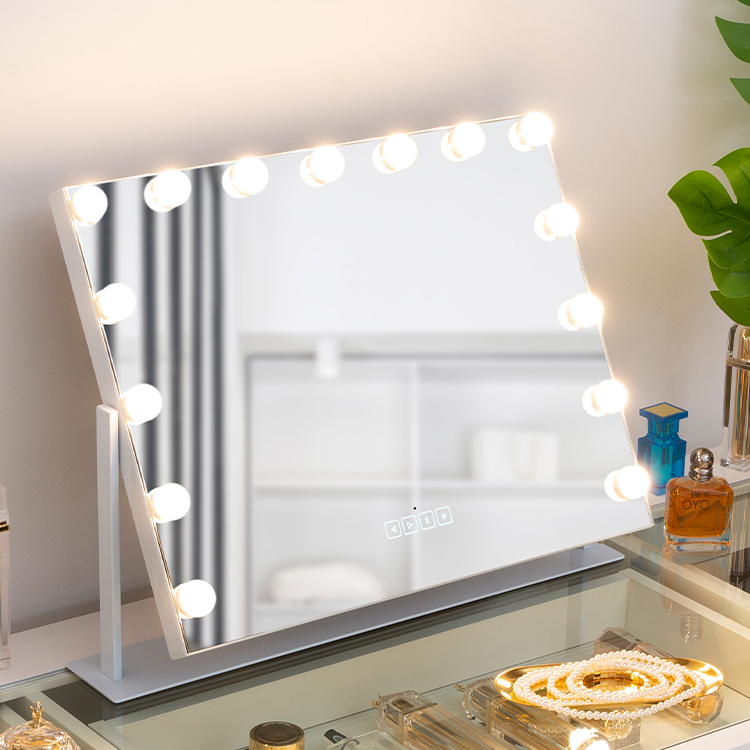 Wholesale custom Hollywood Led mirror Vanity Makeup Square 360 Rotatable Adjustable Lighted Makeup Mirror