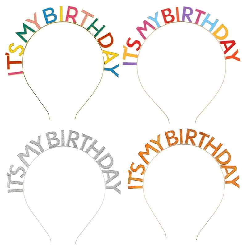 Birthday Headpiece Girl Tiara Crown Happy Birthday Metal Headband Hairband For Birthday Decoration kids Party Hair Accessories