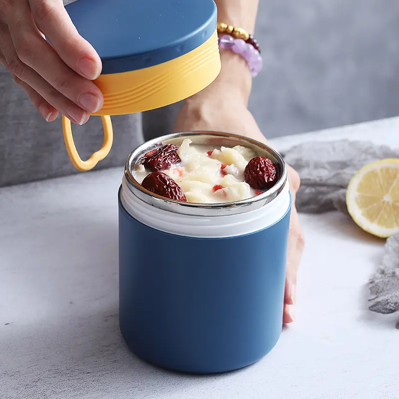 Portable to work food jar container thermo food flask kids lunch box stainless steel soup cup with lid spoon airtight thermos