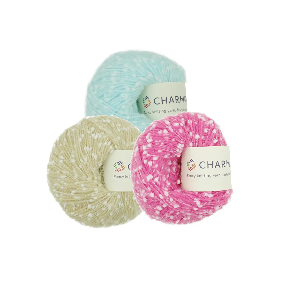 Charmkey Wholesale 50%Polyester 50%Acrylic Blended Fancy Pom Pom Yarn