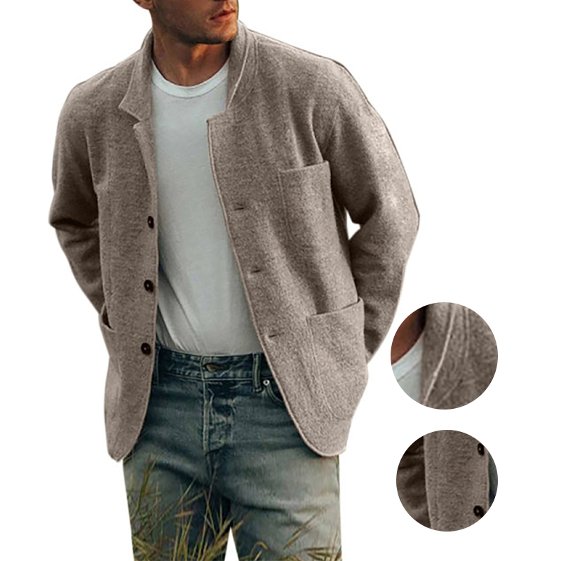 2021 Wholesale Fashion Mens Fashion Work Jackets Buttoned Stand Collar Pockets Men Coats