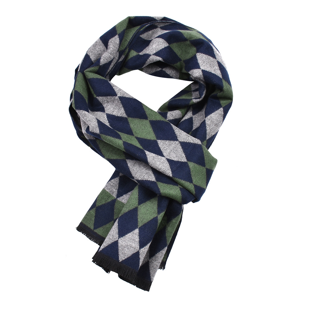 Wholesale Winter Warm Grid Designer Men Cashmere Scarf Wool Luxury Scarves Shawls