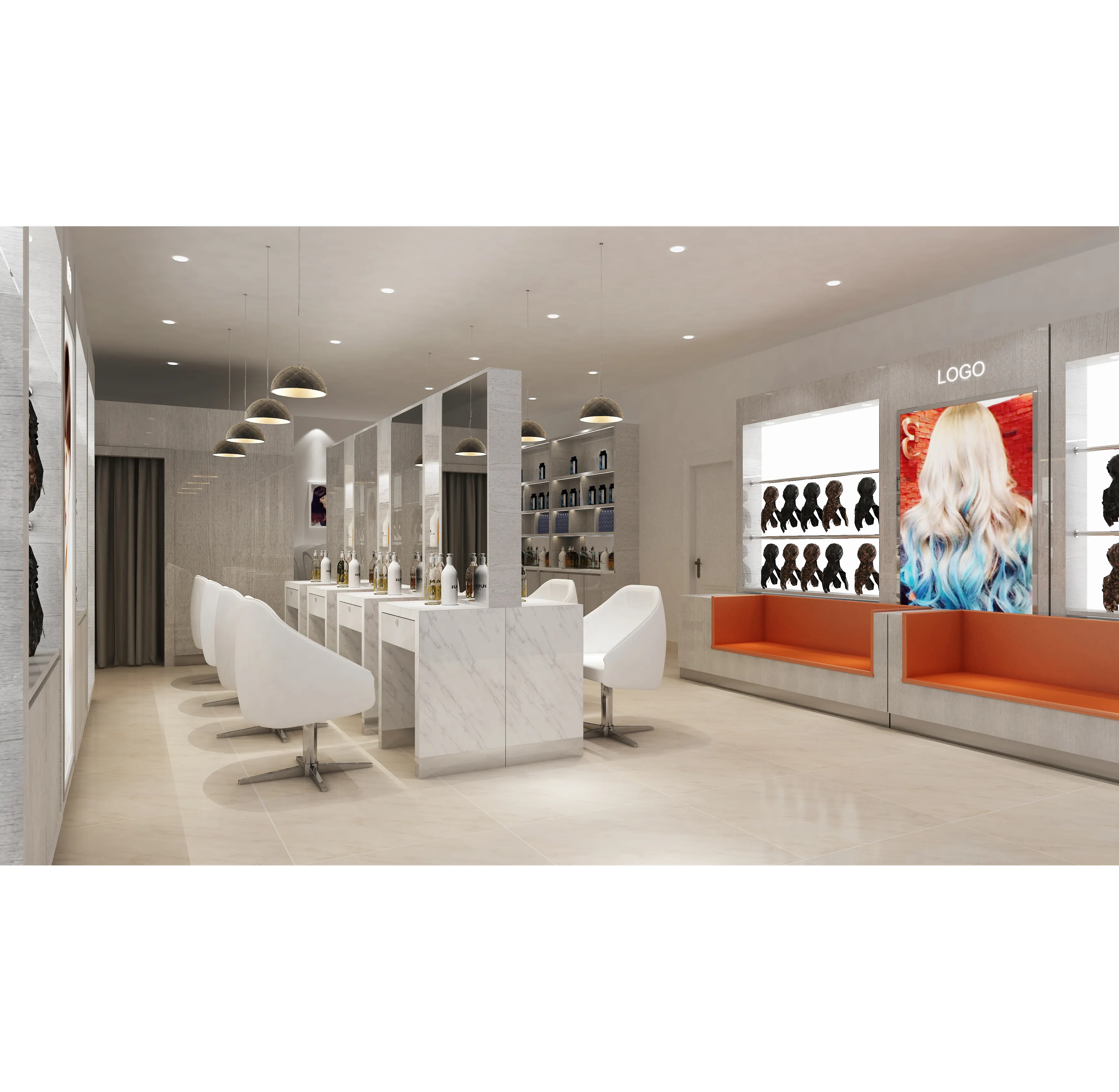 Barber Beauty Shop Fitting Furniture, Beauty Salon Supplies Store Display Showcase