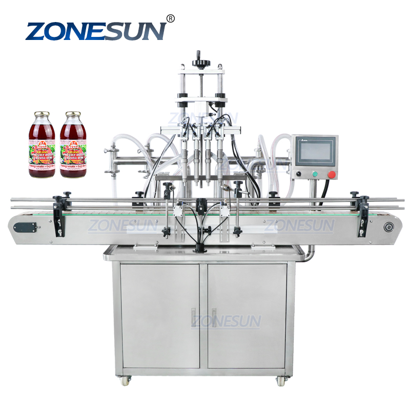 ZONESUN ZS-YT4T-4Y жидкое моющее средство для полоскания рта, автоматическая бутылка, многоголовочная машина для розлива сока, оливковое масло, шампунь с четырьмя головками