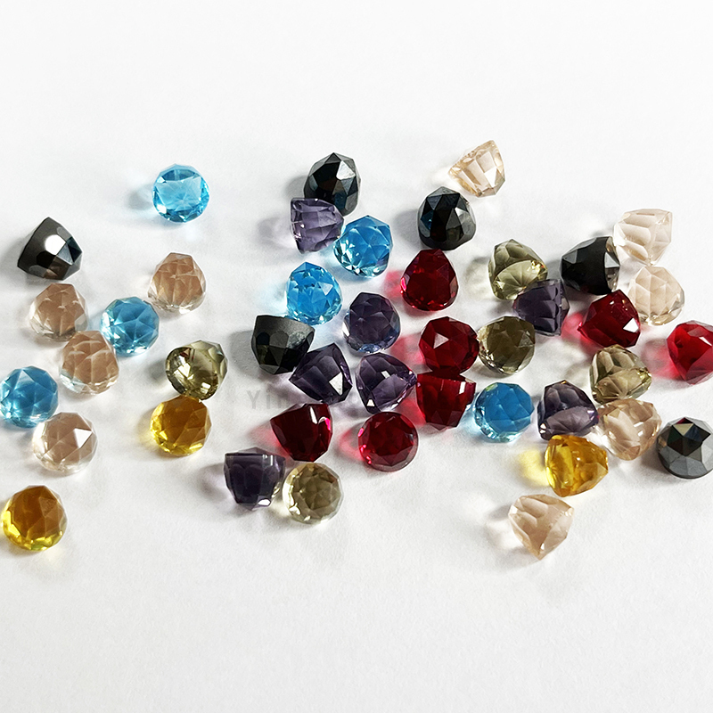 Colorful Stone Faceted Round Glass Beads Loose Gems for Jewelry Making