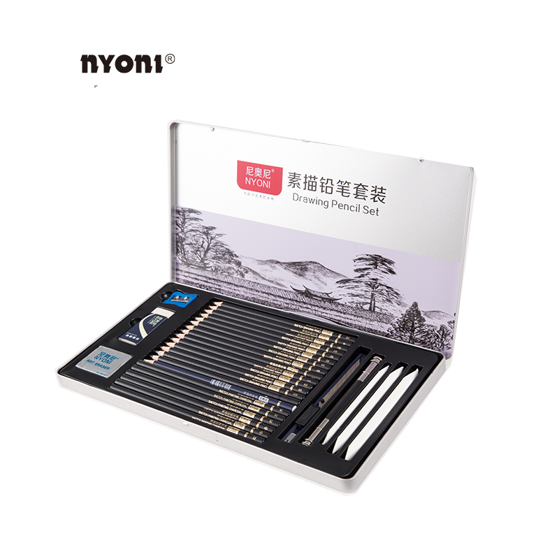 Nyoni-N8136-29 Профессиональный эскиз и карандаши для рисования набор с карандаши для рисования набор деревянных цветных карандашей