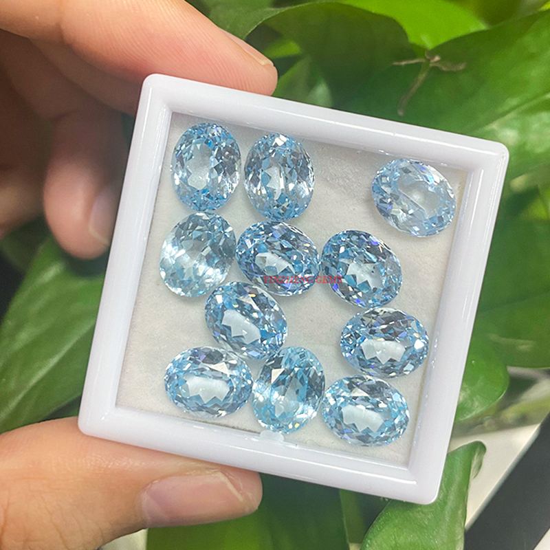 YinZheng Hydrotherma Oval Shape Aquamarine GRC Certificate Lab Grown Aquamarine Synthetic Aquamarine Jewelry