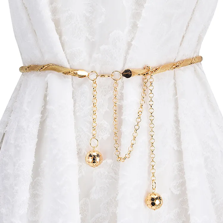 Wholesale modern design iron waistband export quality trendy style women's dress gold plated belt