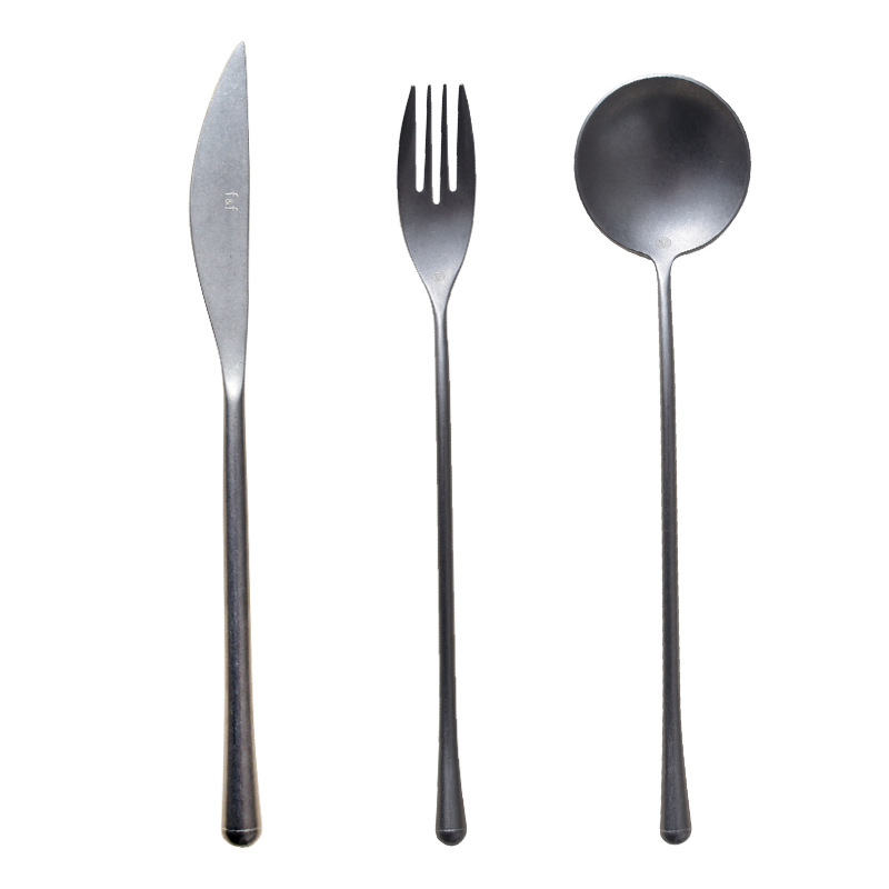 Wholesale Retro Tableware Stainless Steel Dinner Set Reusable Kitchen Cutlery Dinner Knives Tea Spoon