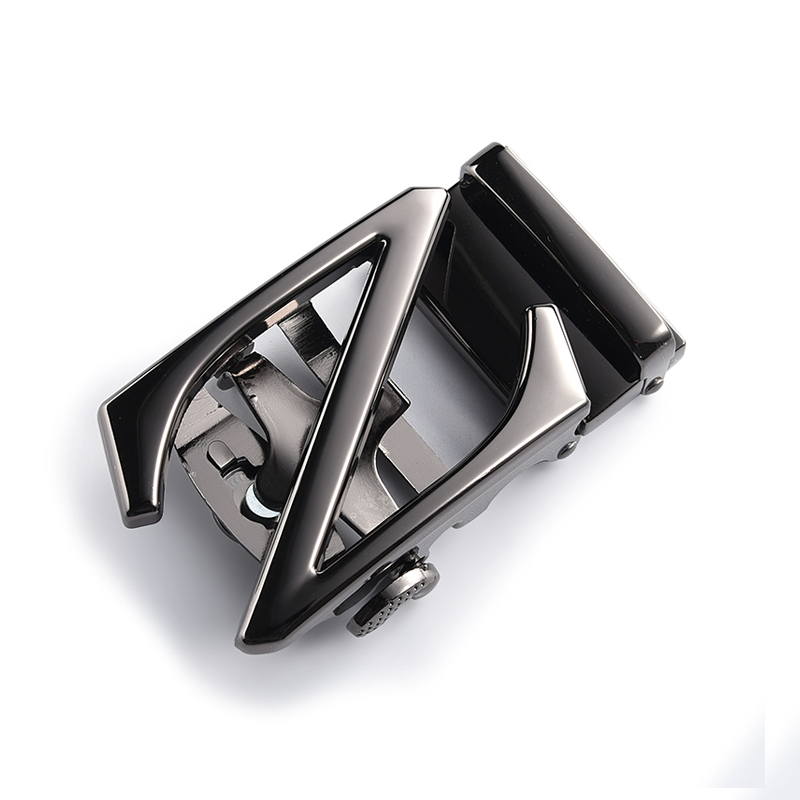 Custom Metal Pin Automatic Release Black Custom Letter Logo Brand Metal Belt Buckles