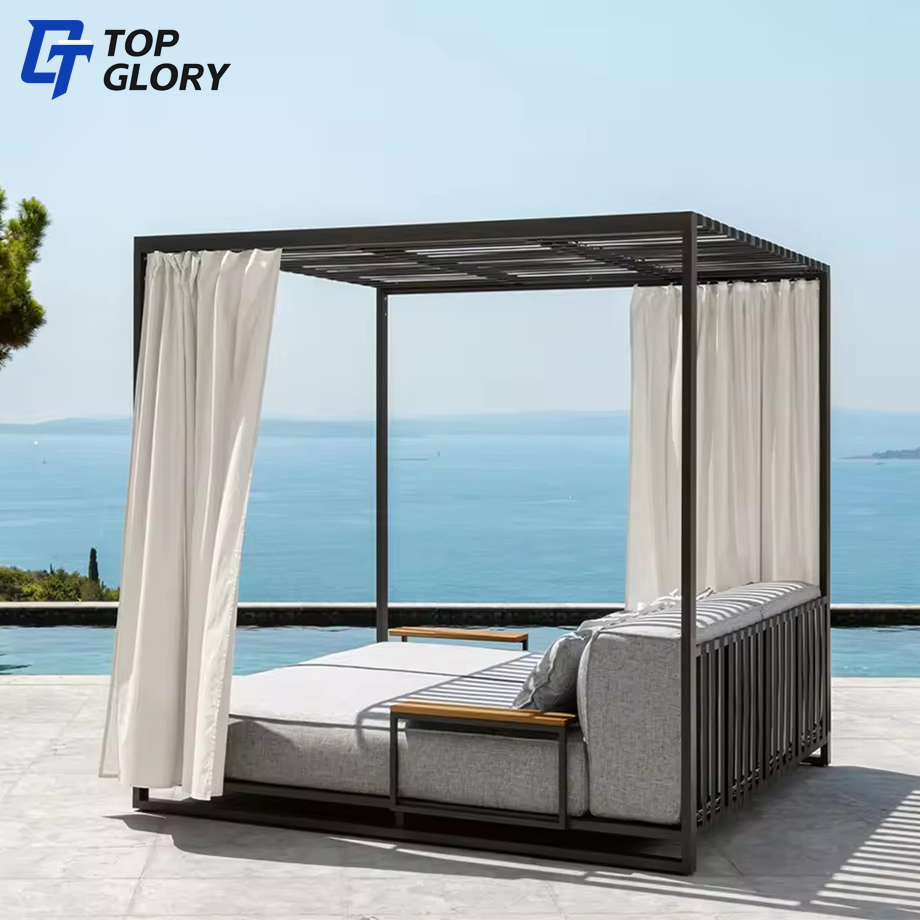 TG Factory Sale Modern Design Outdoor sun beds Daybed Garden Patio Aluminum Double Daybed bed