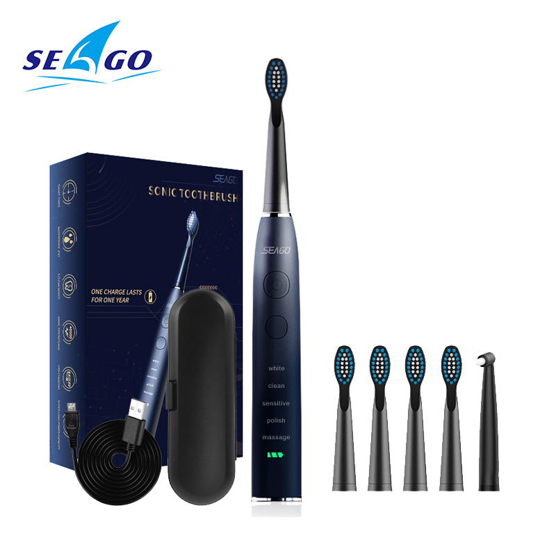SEAGO SG575 оптовая продажа Sonic зубная щётка Перезаряжаемые 5 режимов чистки электрическая зубная щетка с 5 шт. сменные насадки для зубной щетки дропшиппинг