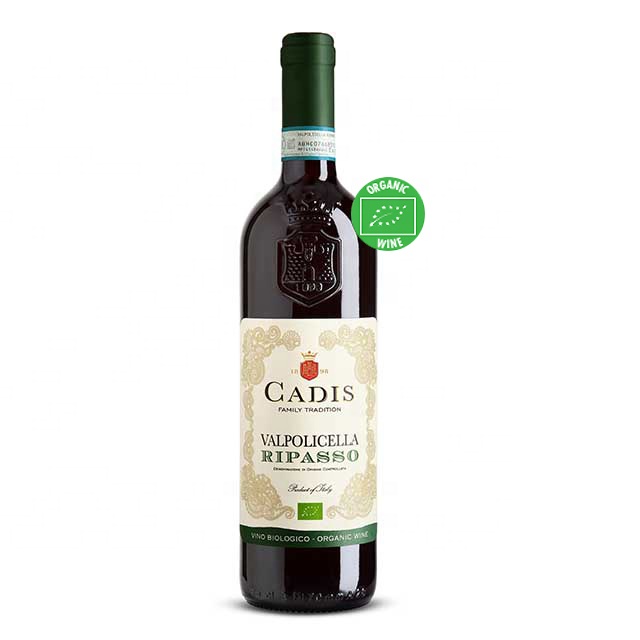 Итальянское красное вино-valpolyella Ripasso Organic-Cadis-стеклянная бутылка 0,75-Цвет: Рубиновый Красный-вкус: сухой