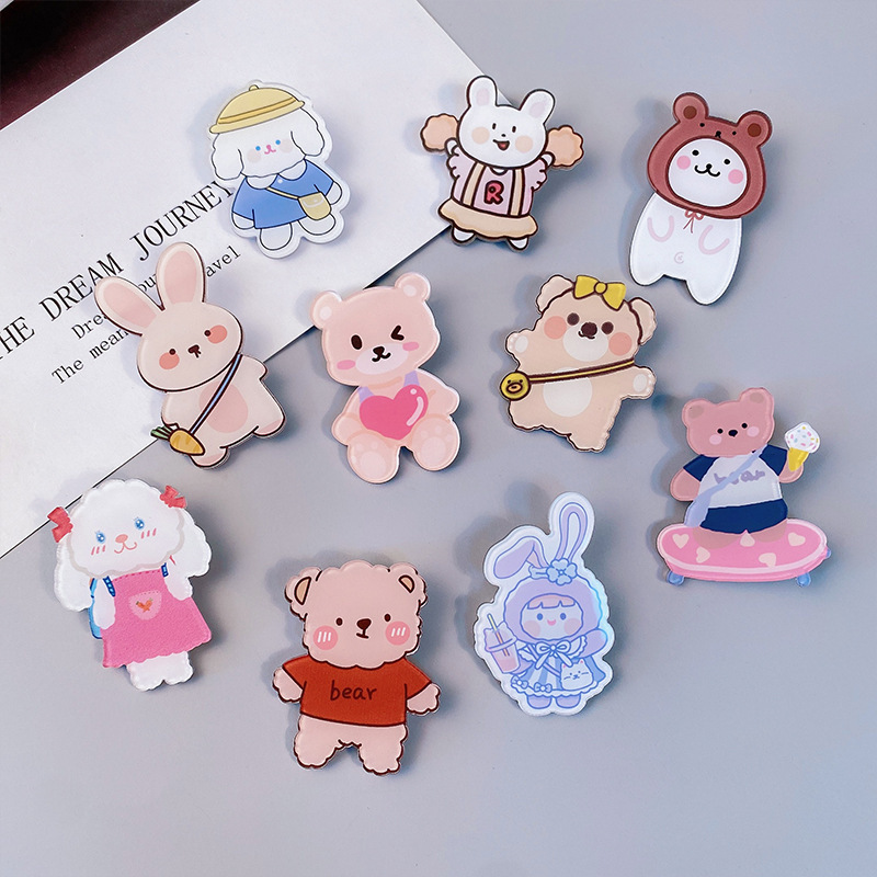 Langhong Ins Tide Super Cute Japanese Creative Cartoon Acrylic Brooch Girl Accessories Clothes Badge Pin