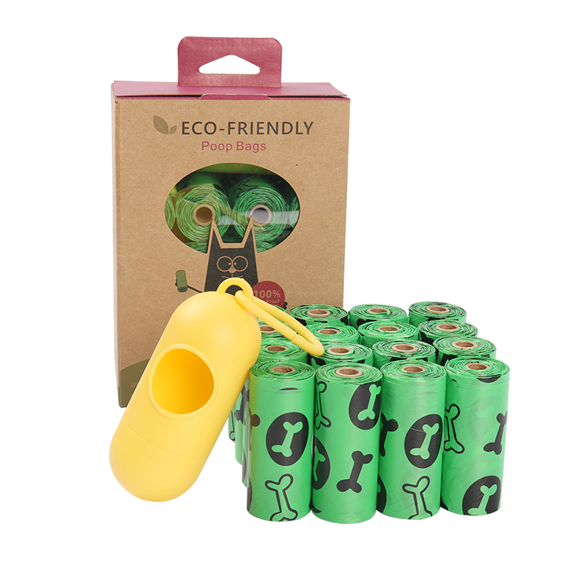 100% Biodegradable Dog Poop Bag with Dispenser Box Packed 16 Rolls Cat Poo Bag EPI Environment Friendly Puppy Trash Bags