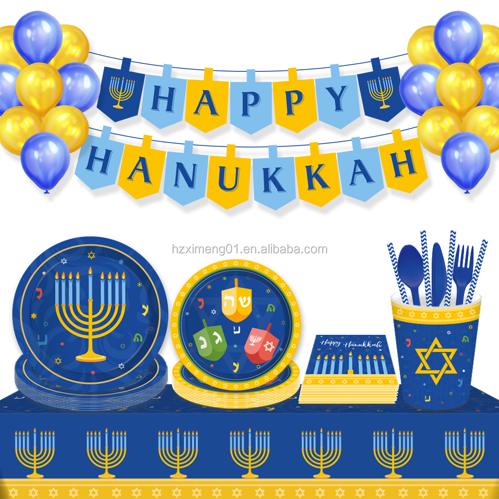 ZB049 hanukka настольная скатерть для тематической вечеринки, пластиковая полиэтиленовая скатерть, водонепроницаемая одноразовая скатерть для стола на день рождения, принадлежности для вечеринки Chanukah