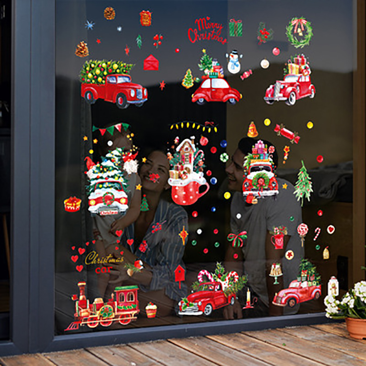 Hot Amazon Christmas Decorative Sticker Christmas Glass Window Mirror Stickers