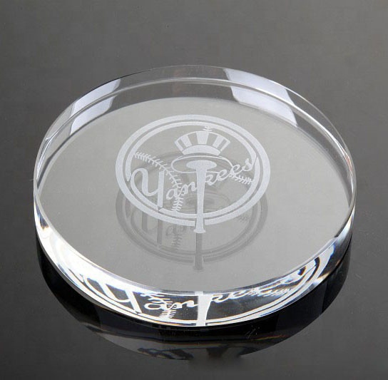 MH-ZZ059 custom logo clear Round Glass Coaster for Bar home decoration