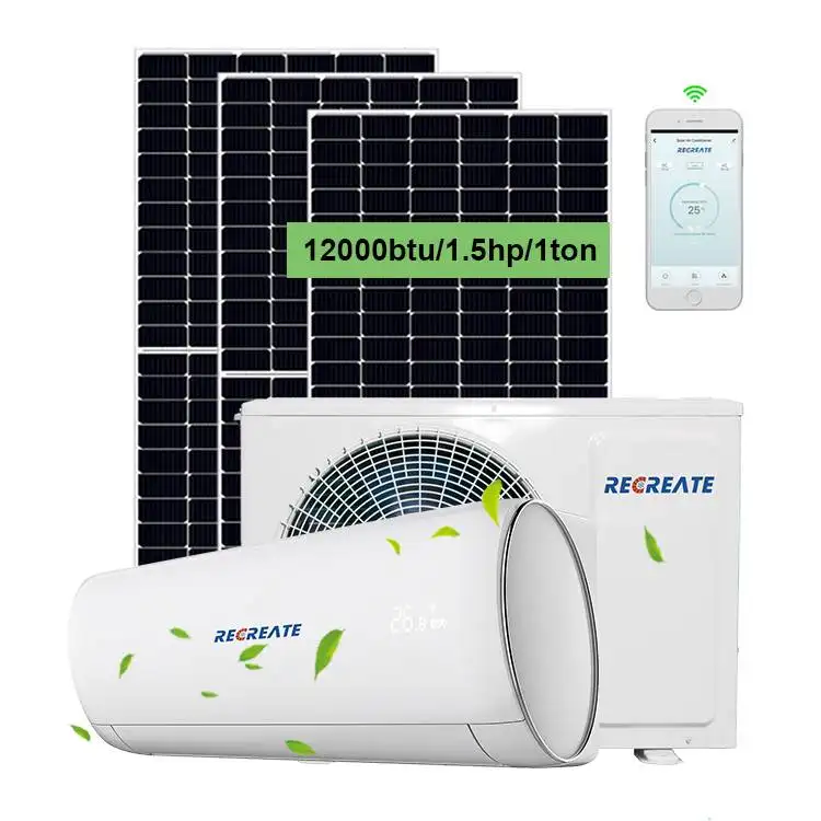 Best Selling 12000btu Solar Air Conditioner Hybrid Ac Dc Solar Panel Solar Air Conditioner for Home Split Wall Mounting