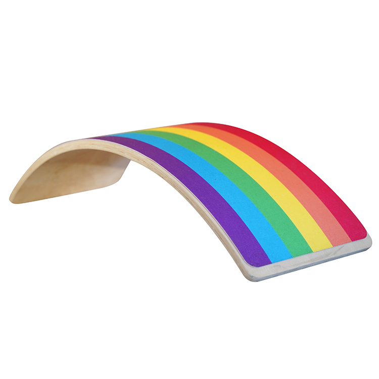 Kids Wood Balance Board Wobble Balance Board Yoga Fitness Rainbow Balance Board With Felt Layer