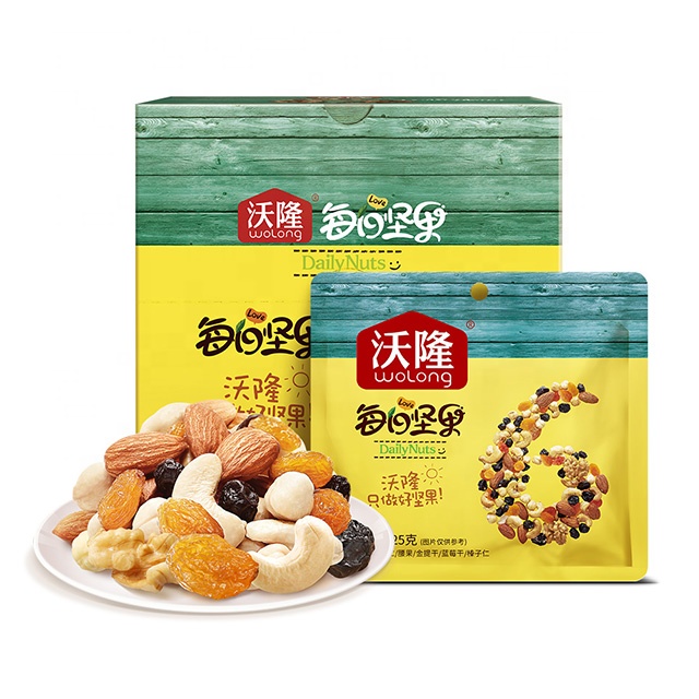 Wolong 175g roasted cashew almond nuts, mixed snack nuts with dried blueberry and raisins