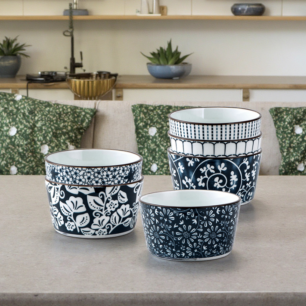 New round Ceramic Baking Bowl Set Microwave-Safe and Heat-Resistant bowling Ramekin fruit bowl for Food Preparation and Bakeware