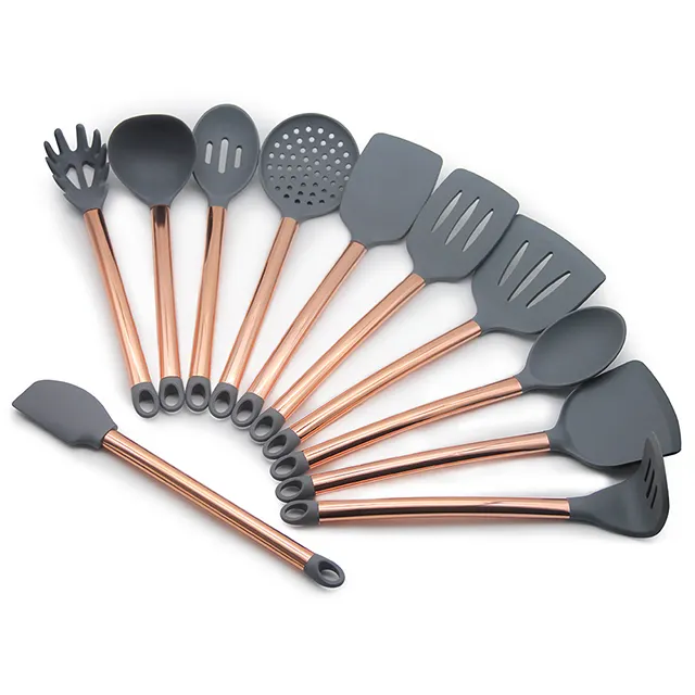 12 Pieces In 1 Set Silicone Kitchen Accessories Cooking Tools Kitchenware with stainless steel bucket