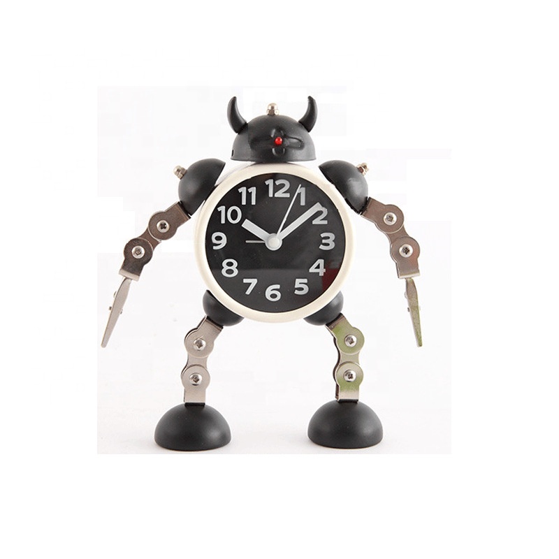 Ox Horn Living Room DIY Student Child Cartoon Personality Metal Fashion Robot Alarm Clock For Children Gifts