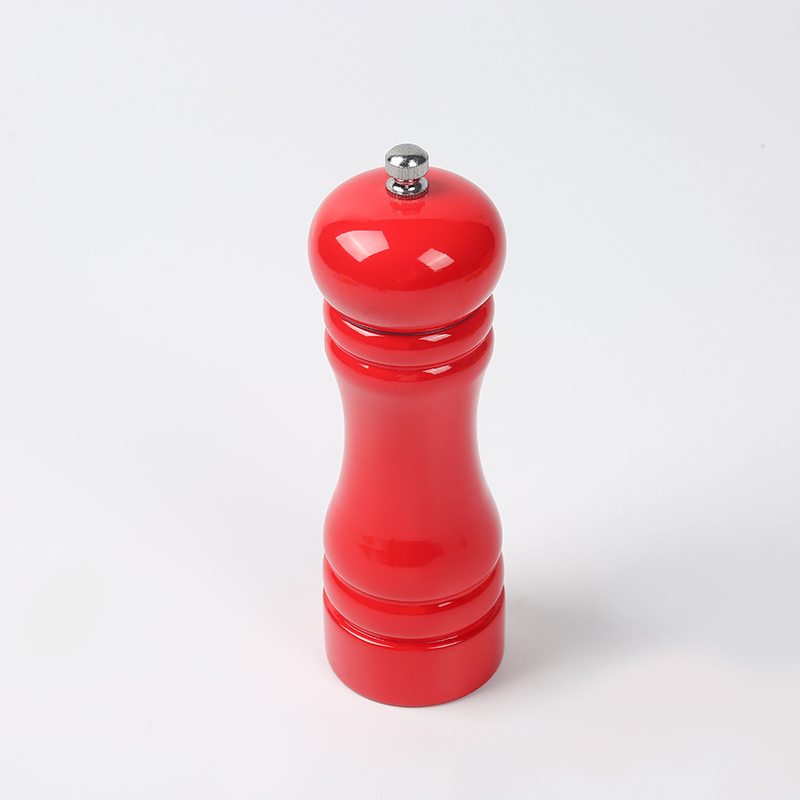 Multi Size Kitchen Spice Tools Rubber Wood Pepper Mill Salt Grinder with Ceramic Grinder Core Black Red White Color Customized
