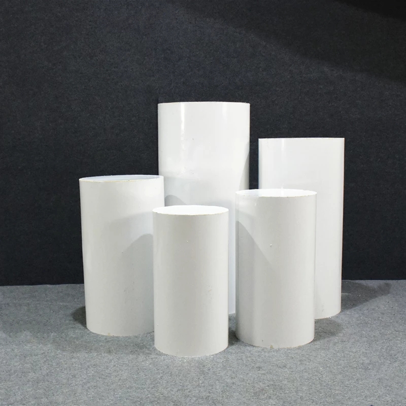 5pcs/set)Wedding round mental White Acrylic Plinth Cylinder Pedestal Cake Stand