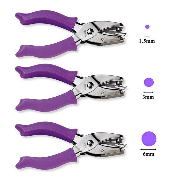 21448 3Pcs Value Pack Hole Punch Paper Puncher With Soft Grip Handles For Paper and Crafts Round Circle Shape