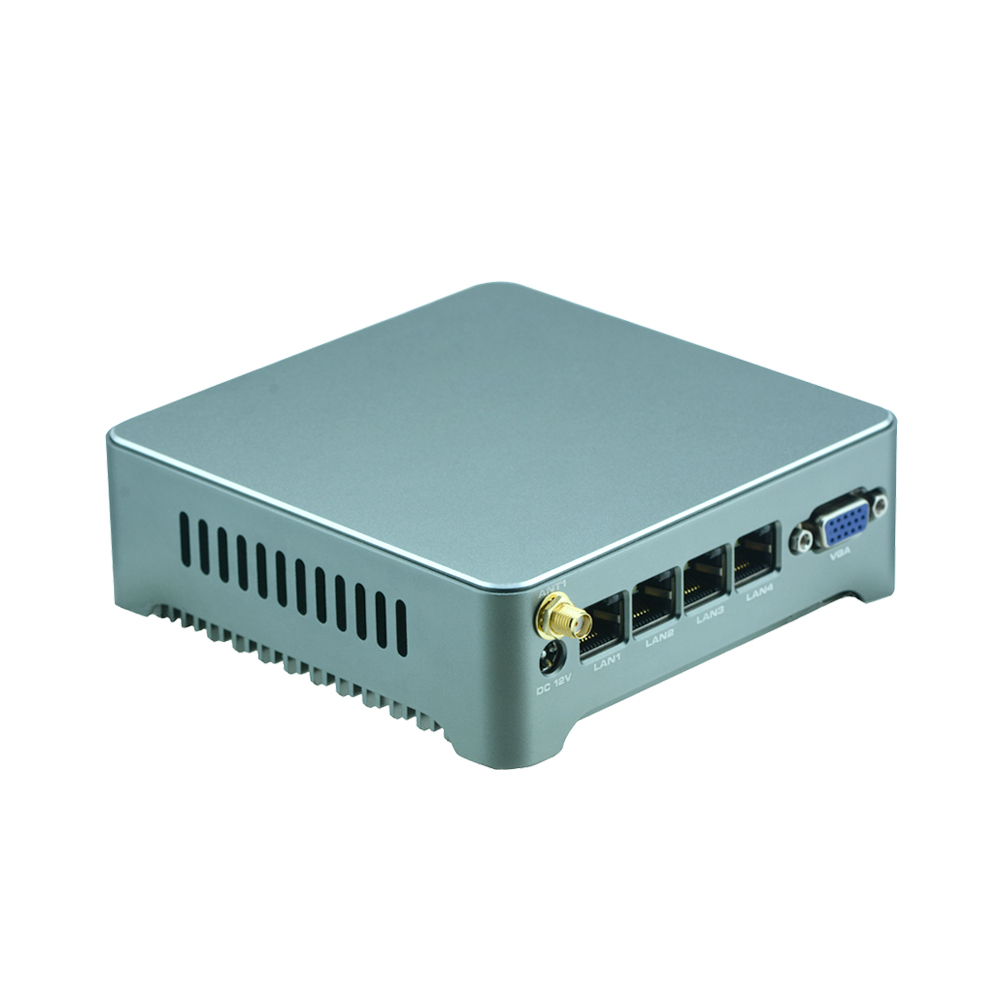 J1900 четырехъядерный Nano 4 порта Ethernet мини-ПК безвентиляторный мини-брандмауэр ПК с 4 lan