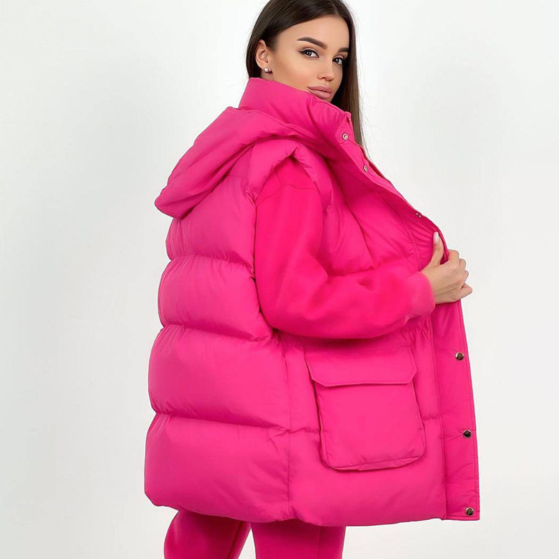 NS032 Winter collection ladies vest coat casual solid puffy coats for women long slim jacket