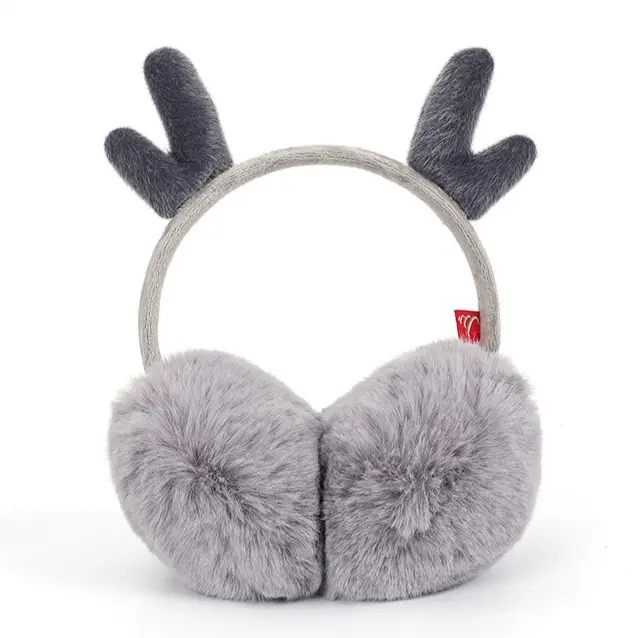 Christmas Item Winter 2022 New Warm Earmuffs Ladies Cute Antler Head Hoop Fur Earmuffs Plush