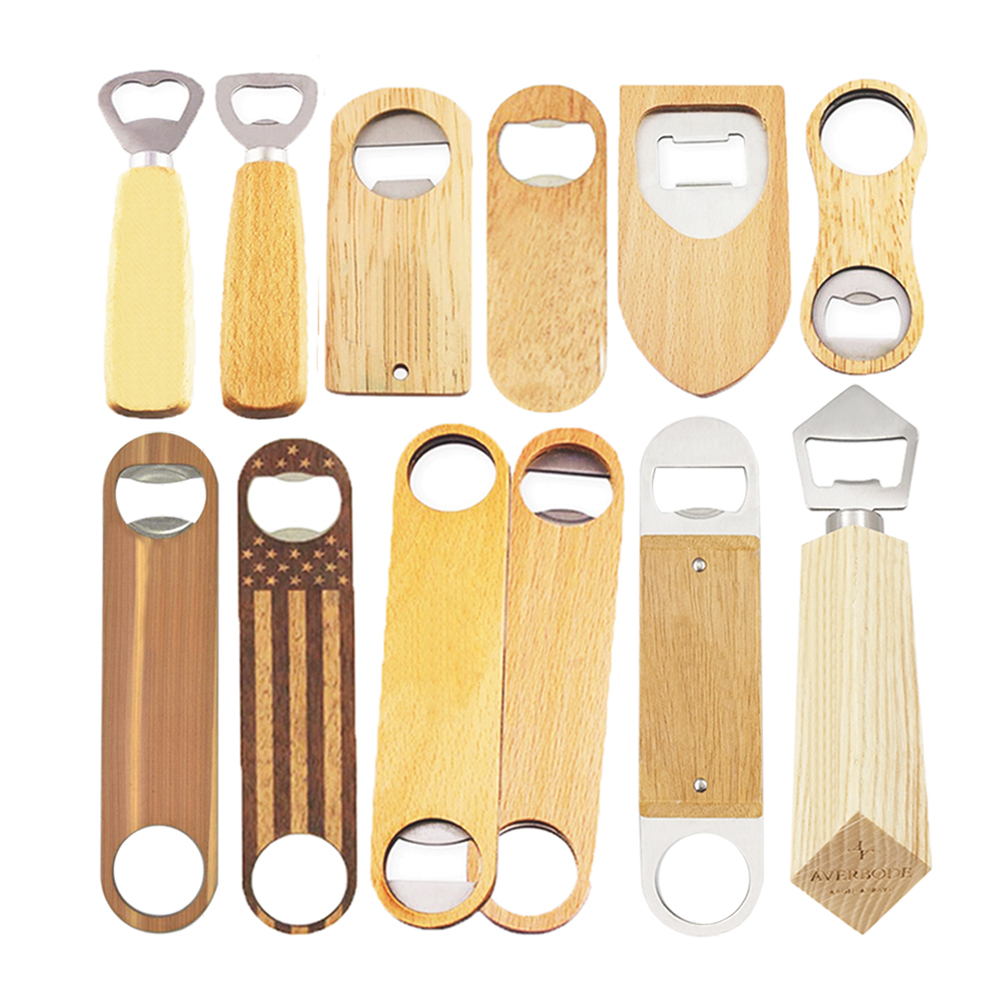 Custom Wooden Round Handle Catcher Bulk Wood Bottle Opener