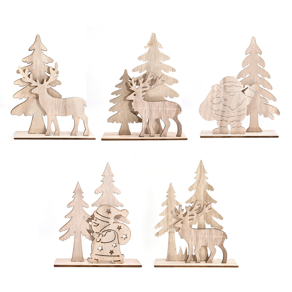 New Style Wooden Christmas Ornament Santa Clause Wooden Craft for Xmas Decoration 2020 Christmas Decoration Supplies