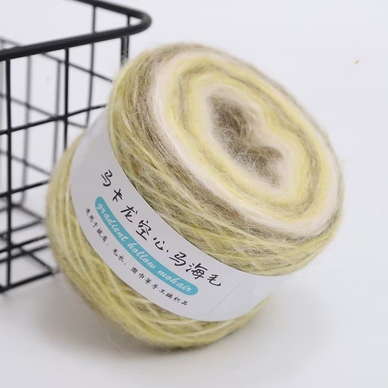 55% Real Silk Mohair 25% Wool 20%Polyester Fiber Blend Ball Cake Rainbow Yarn Hand Knitting Crocheting Gradient