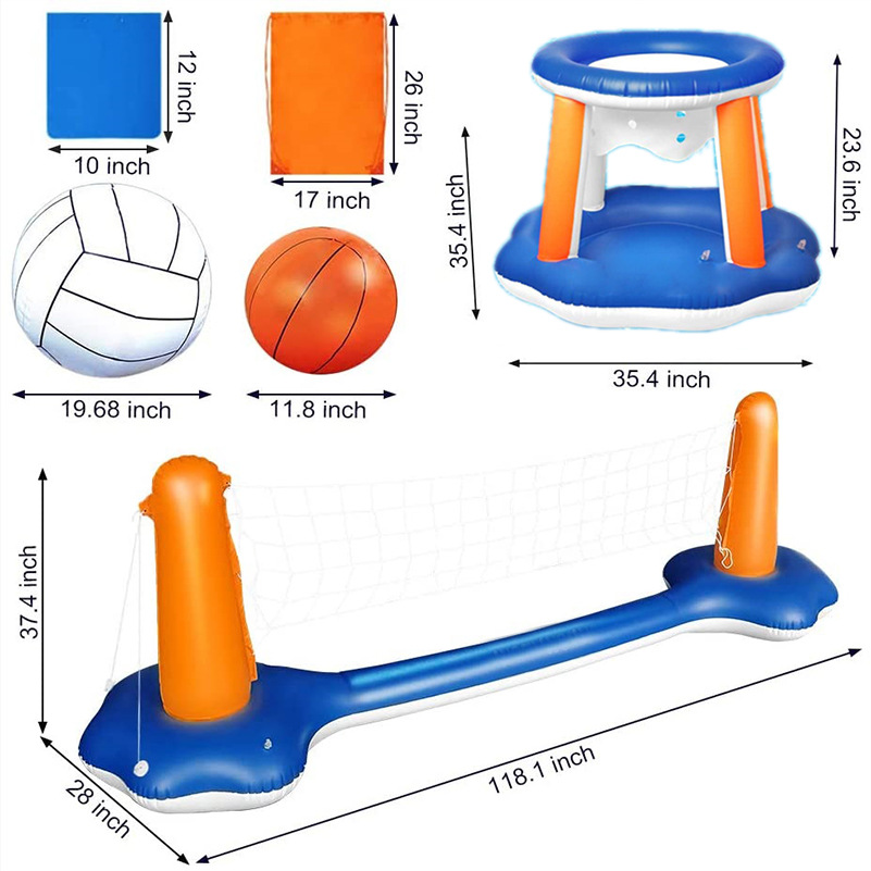 Inflatable water volleyball stand splashing water toys inflatable basketball stand pool tennis frame sports supplies