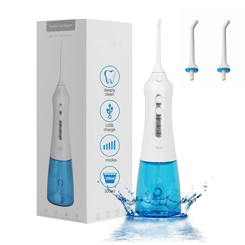 Новый стоматологический flossor IPX7 водонепроницаемый USB Перезаряжаемый водяной Флоссер уборщик зубов выбора ирригатор для полости рта с 2 замены головки